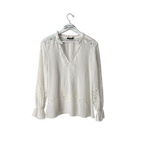 Love Sam Off White Sheer Lace Blouse Boho Style (without Cami) Size M